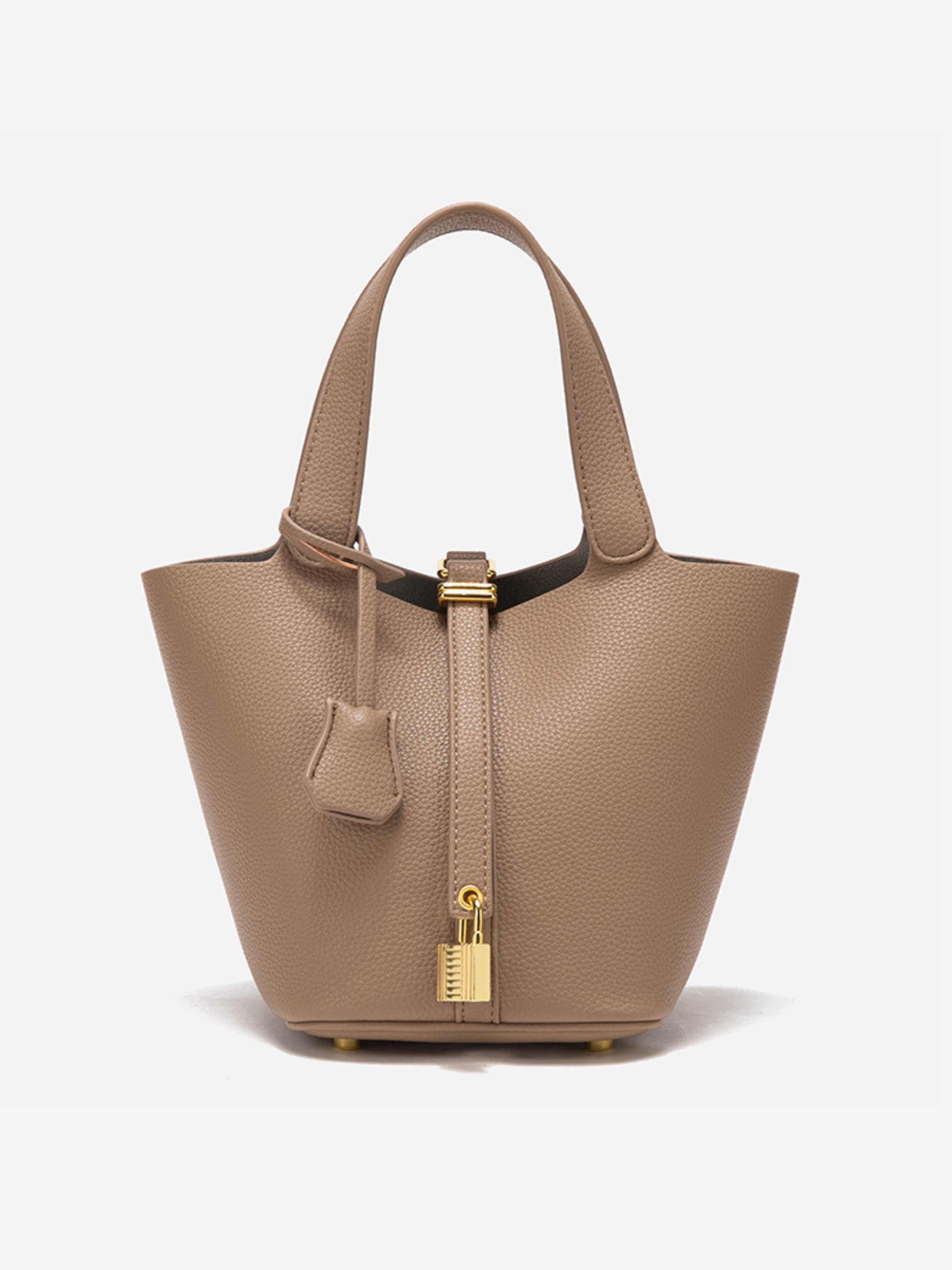 Women's Leather Bucket Tote Bag with Lock Closure for Everyday & Work Use | Seraphina