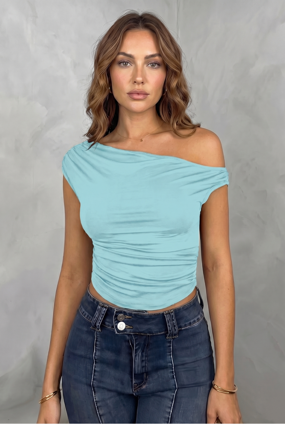 Women's Ruched One-Shoulder Top - Sanvienne