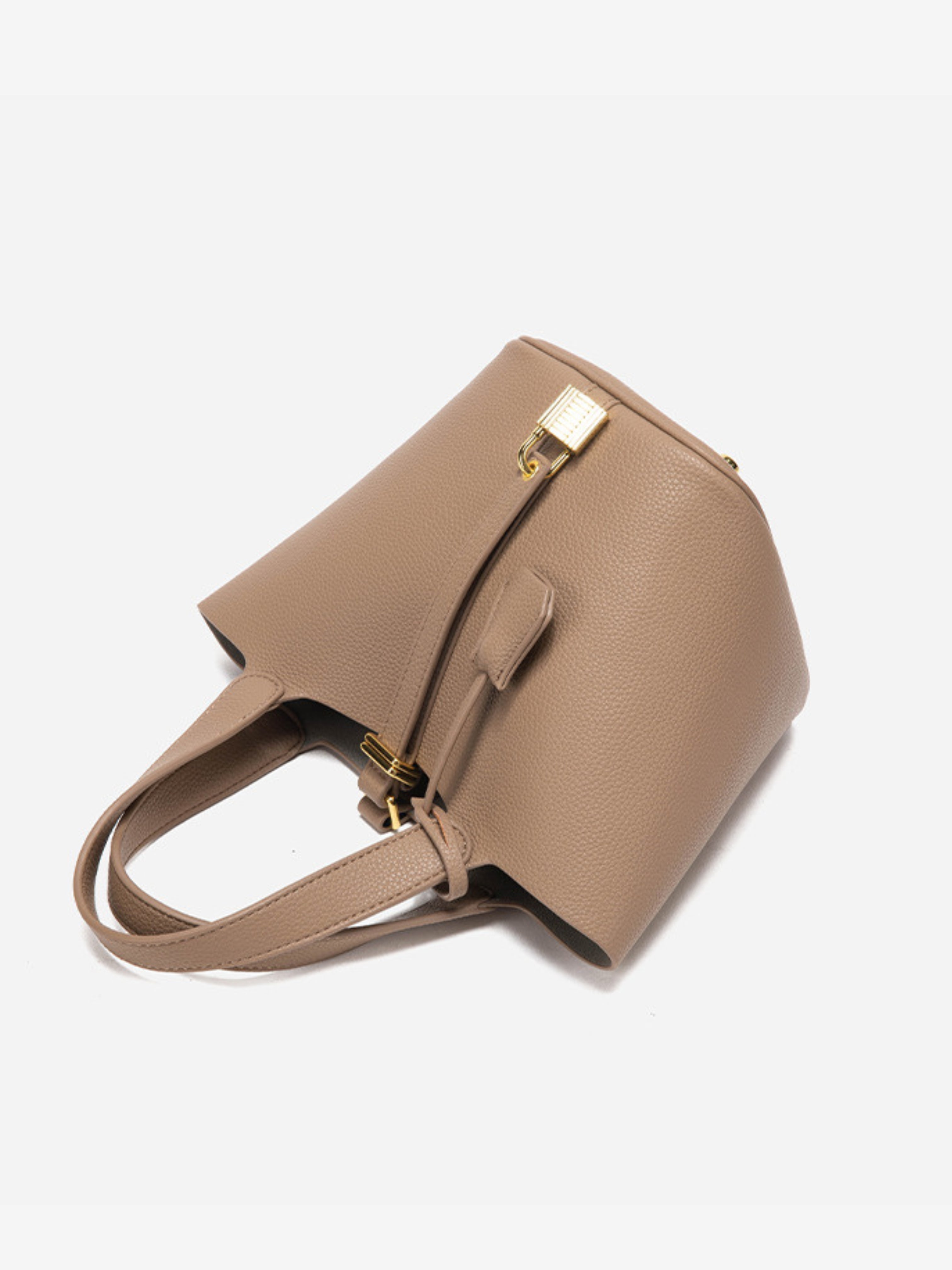 Women's Leather Bucket Tote Bag with Lock Closure for Everyday & Work Use | Seraphina