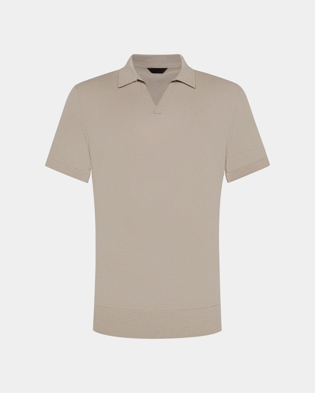 Taupe Polo Shirt Without Buttons