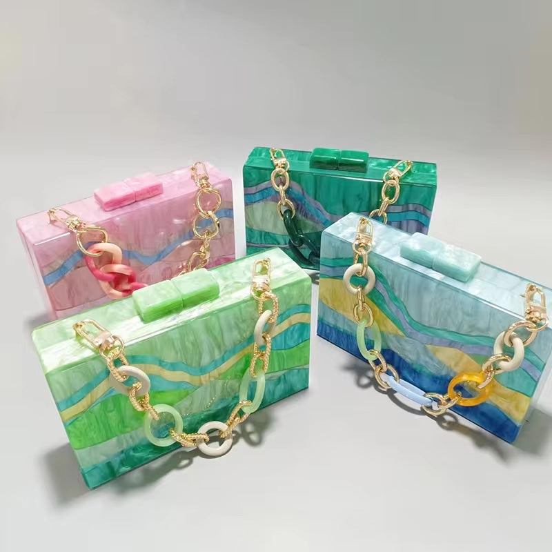 Acrylic Chain Box Purse | Camila