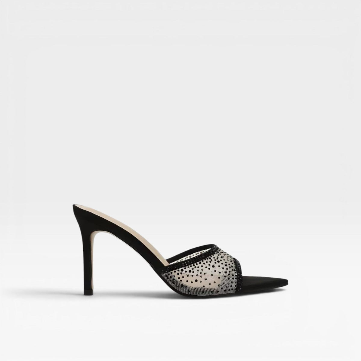 Women's Crystal Embellished Suede Stiletto Mules – Evening Heels | Ebrington