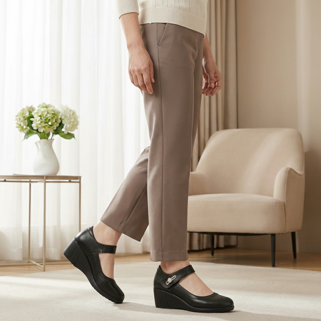 Women's Leather Mary Jane Mid Heel Pumps – Comfort Dress Shoes | Epsom