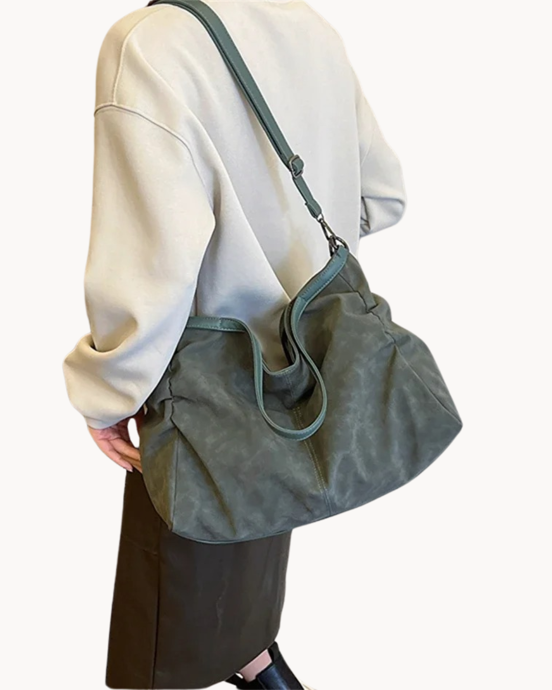 Suede Shoulder Bag, Slouchy Design | Lyra