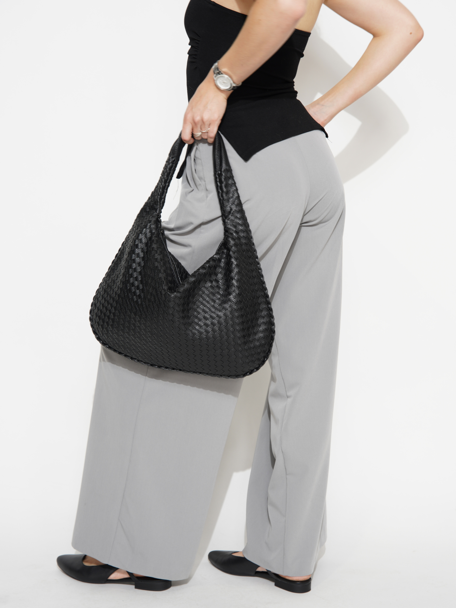 Women's Woven Leather Hobo Bag – Large Everyday Shoulder Bag | Samara