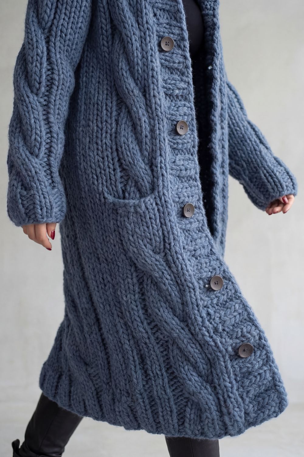 Women's Oversized Hooded Cable Knit Cardigan Coat - Karinaè