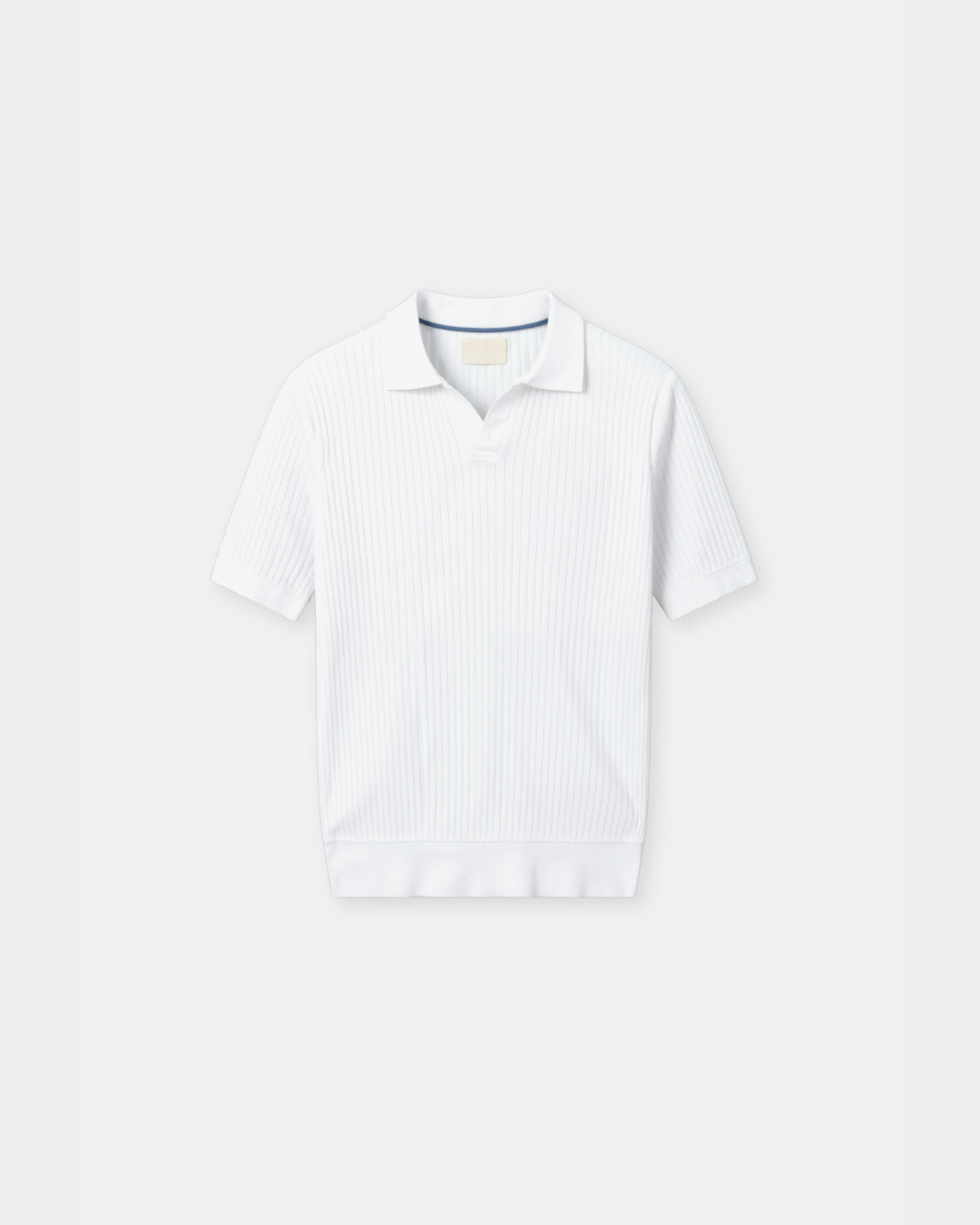 Silk Blend Stripe Pattern Polo T-Shirt- White