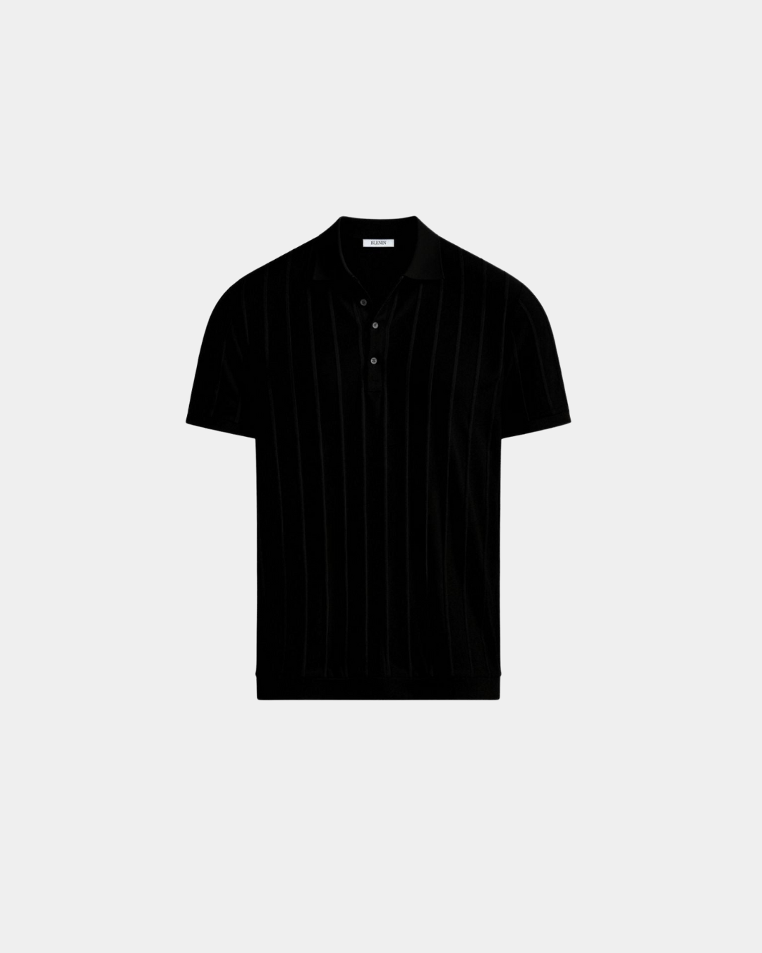 Vertical Striped Polo Shirt - Black