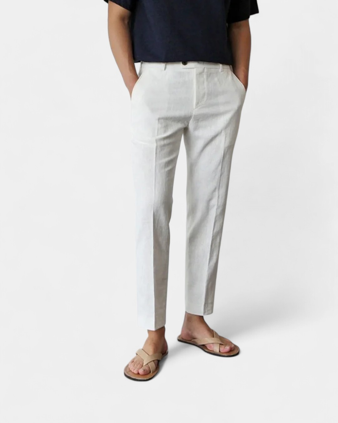Tailored Comfort Linen Summer Trouser - White