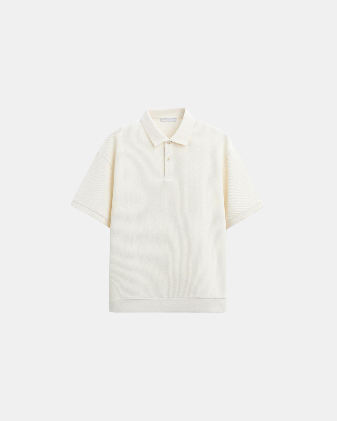 Classic Weave Button Polo T-Shirt - Off-White