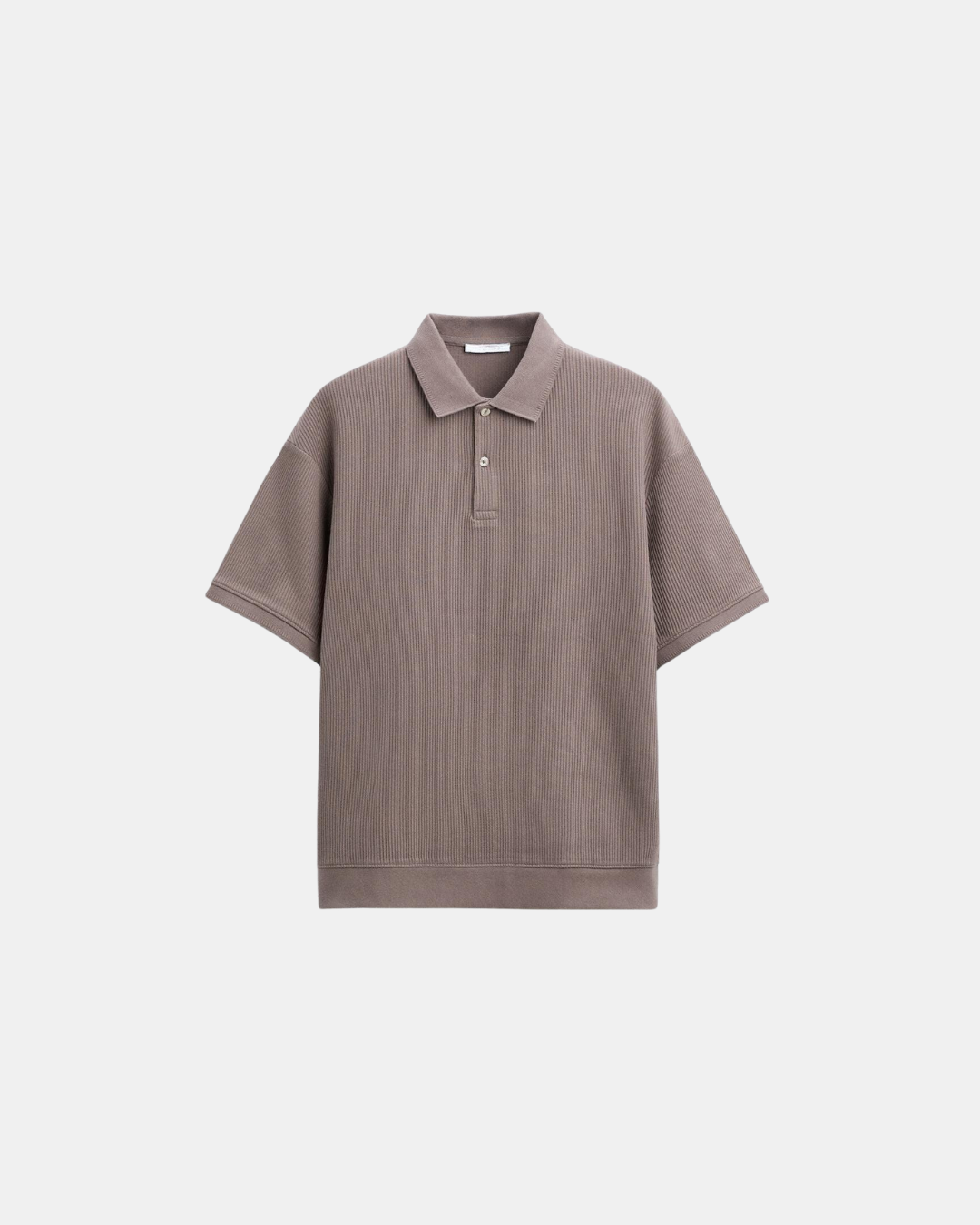 Classic Weave Button Polo T-Shirt - Brown