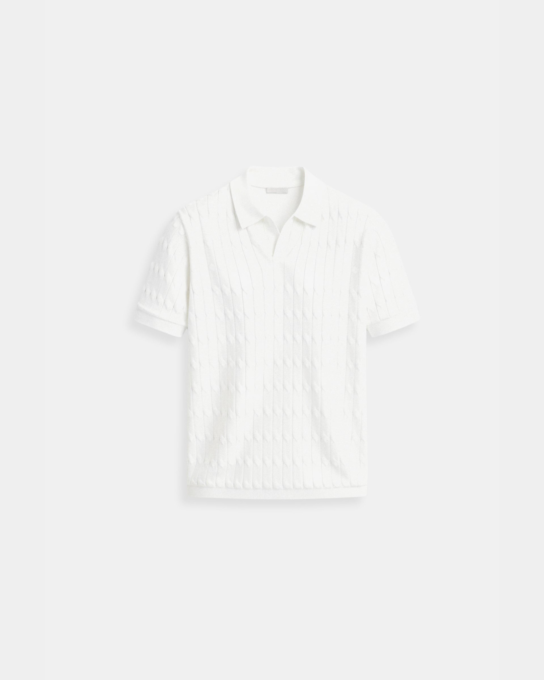 Old Money Luxe Knit Polo Tee - White