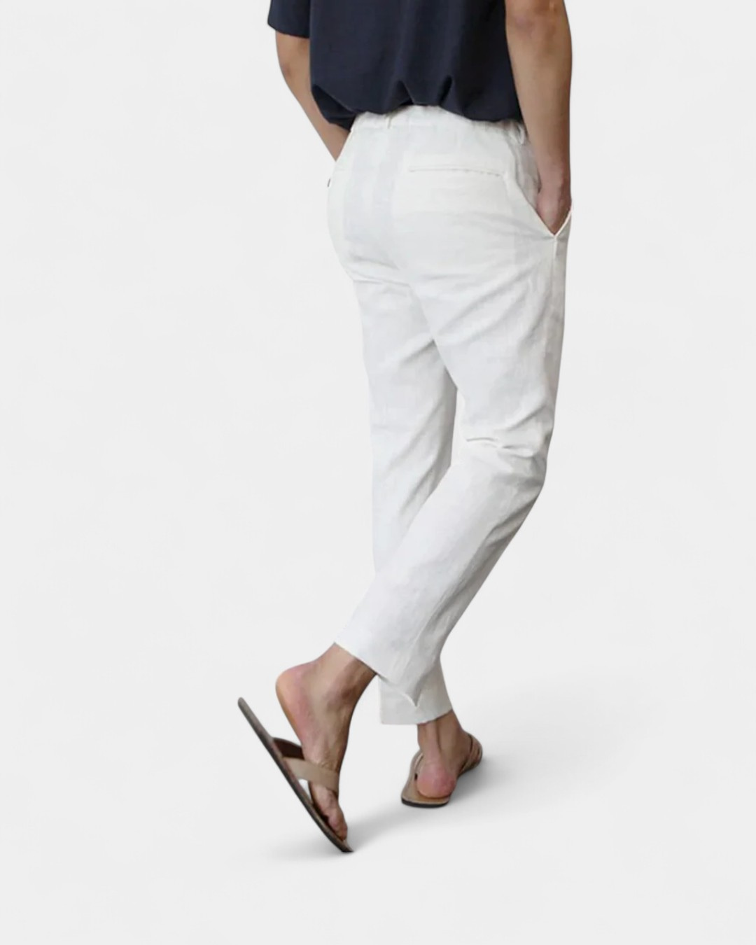 Tailored Comfort Linen Summer Trouser - White