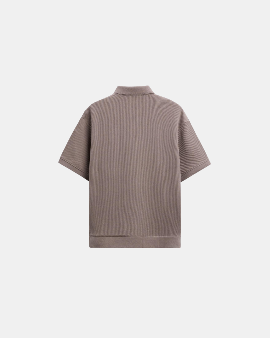 Classic Weave Button Polo T-Shirt - Brown