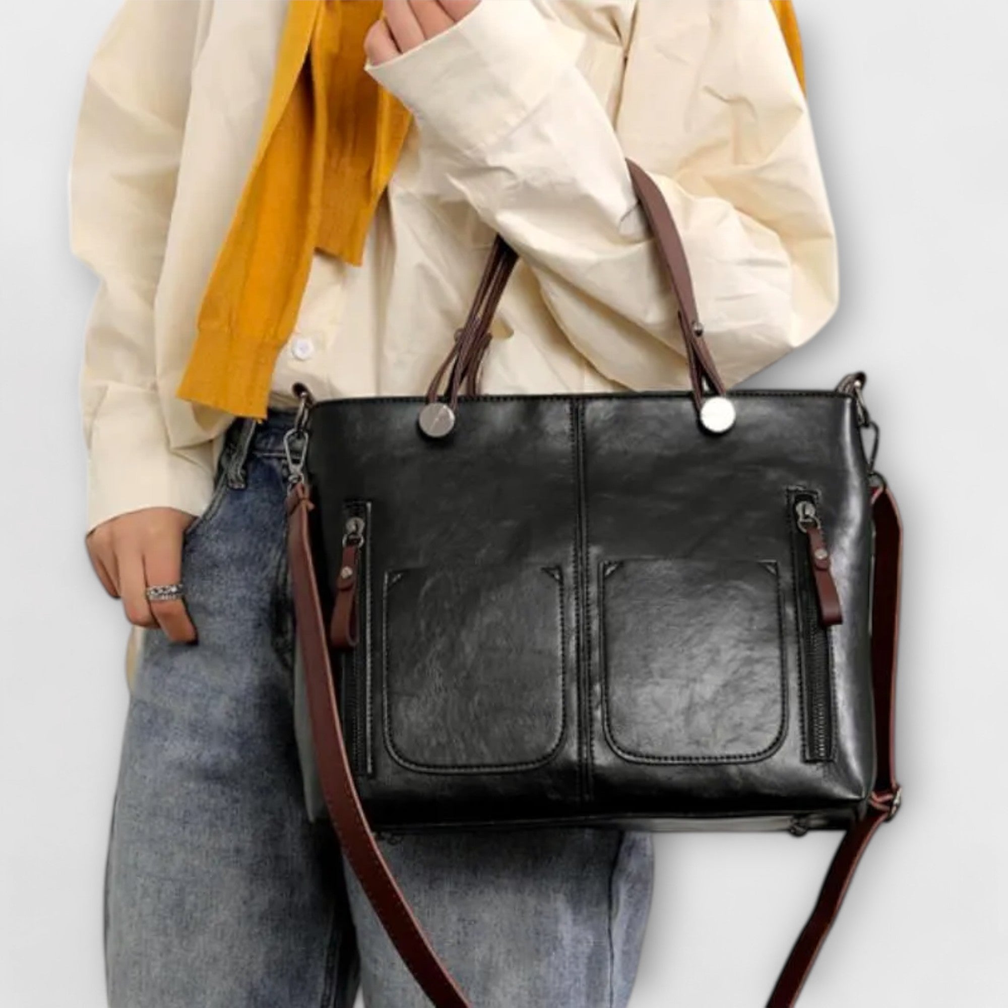 Leather Handbag, Minimalist Design | Serenya