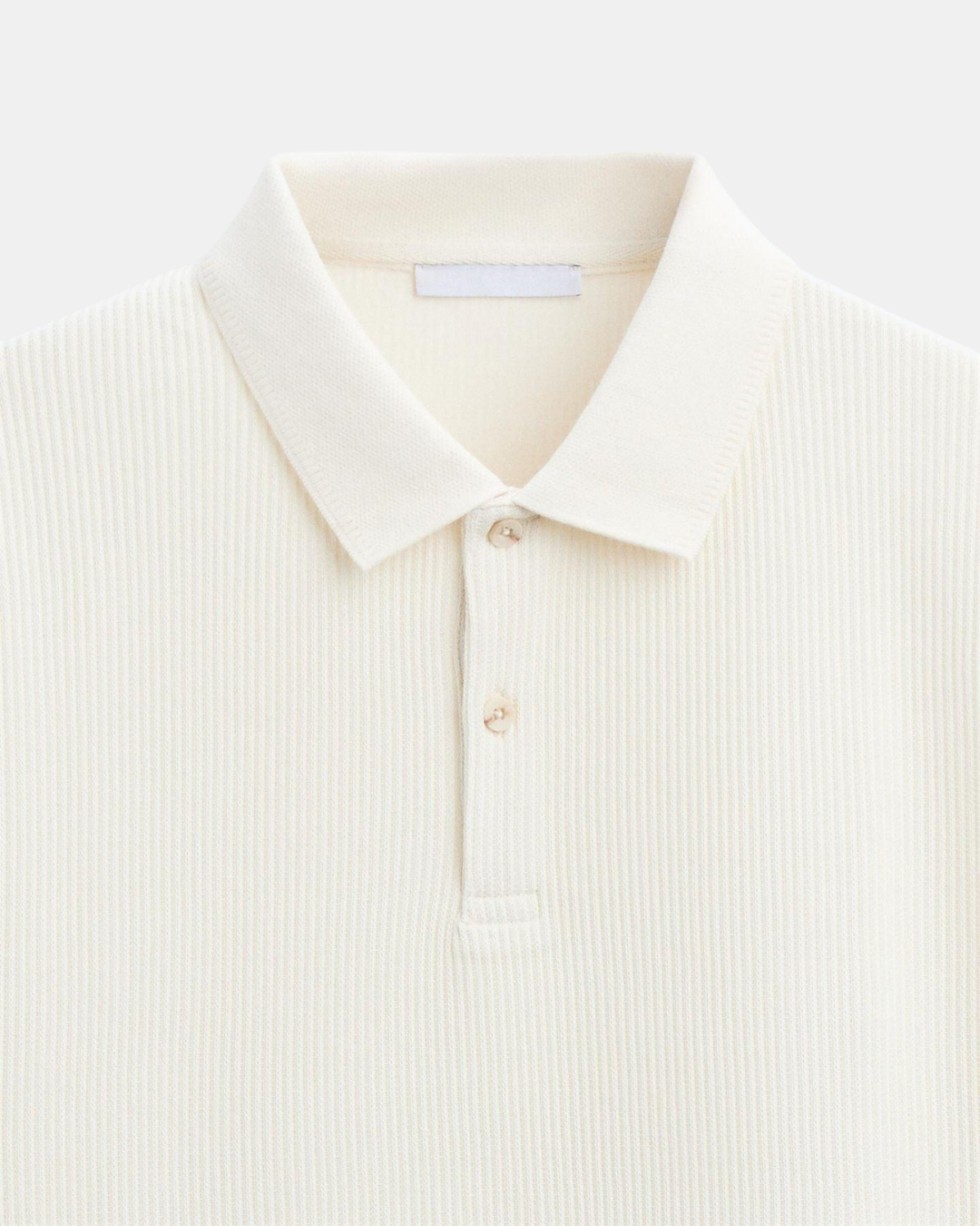 Classic Weave Button Polo T-Shirt - Off-White