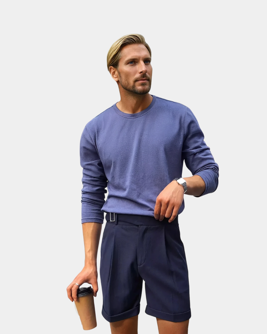 Old Money Cropped Luxe Tailored Shorts - Navy