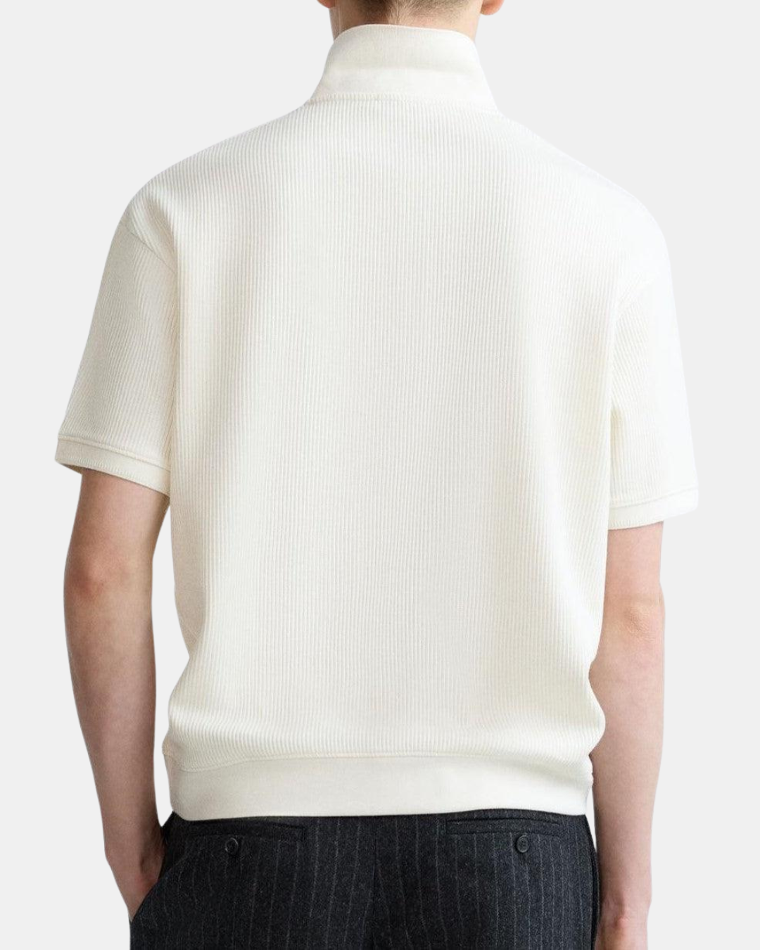Classic Weave Button Polo T-Shirt - Off-White
