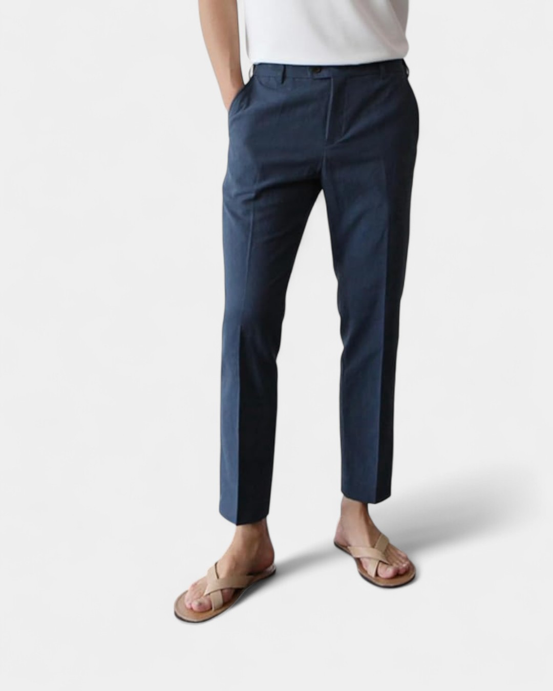 Tailored Comfort Linen Summer Trouser - Navy