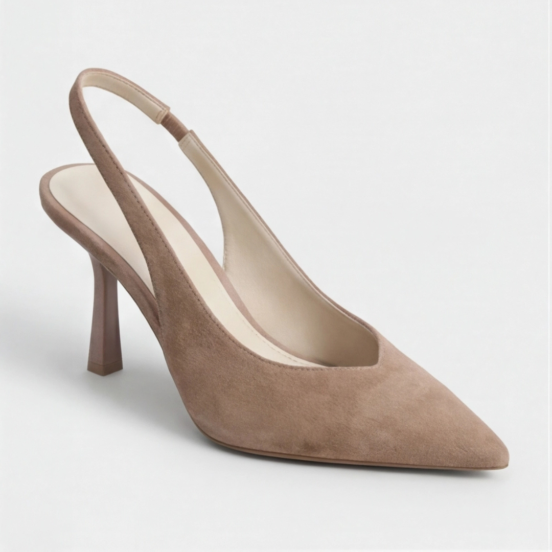 Women’s Beige Slingback Heels - Klyne Studios