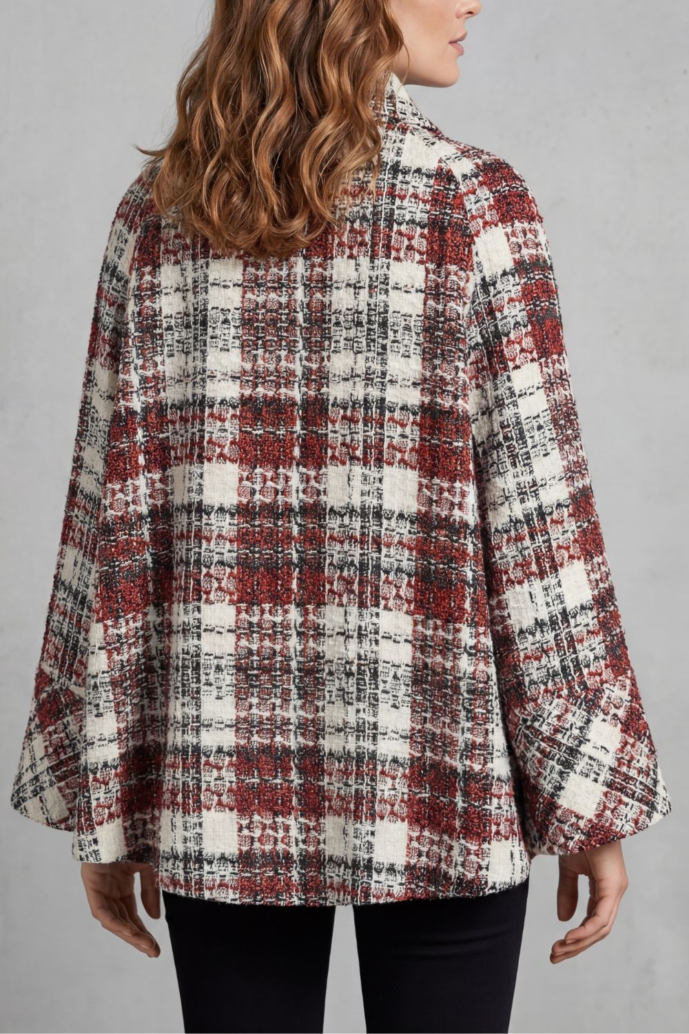 Women's Vintage Check Flare Wool Cape Coat - Rosélle