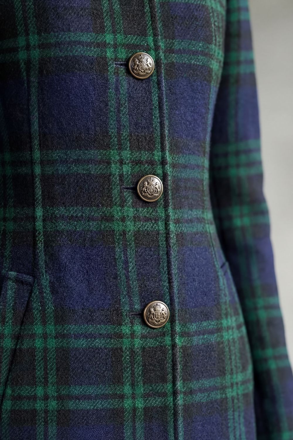 Women's Highland Check Silhouette Wool Blend Coat - Rowleigh
