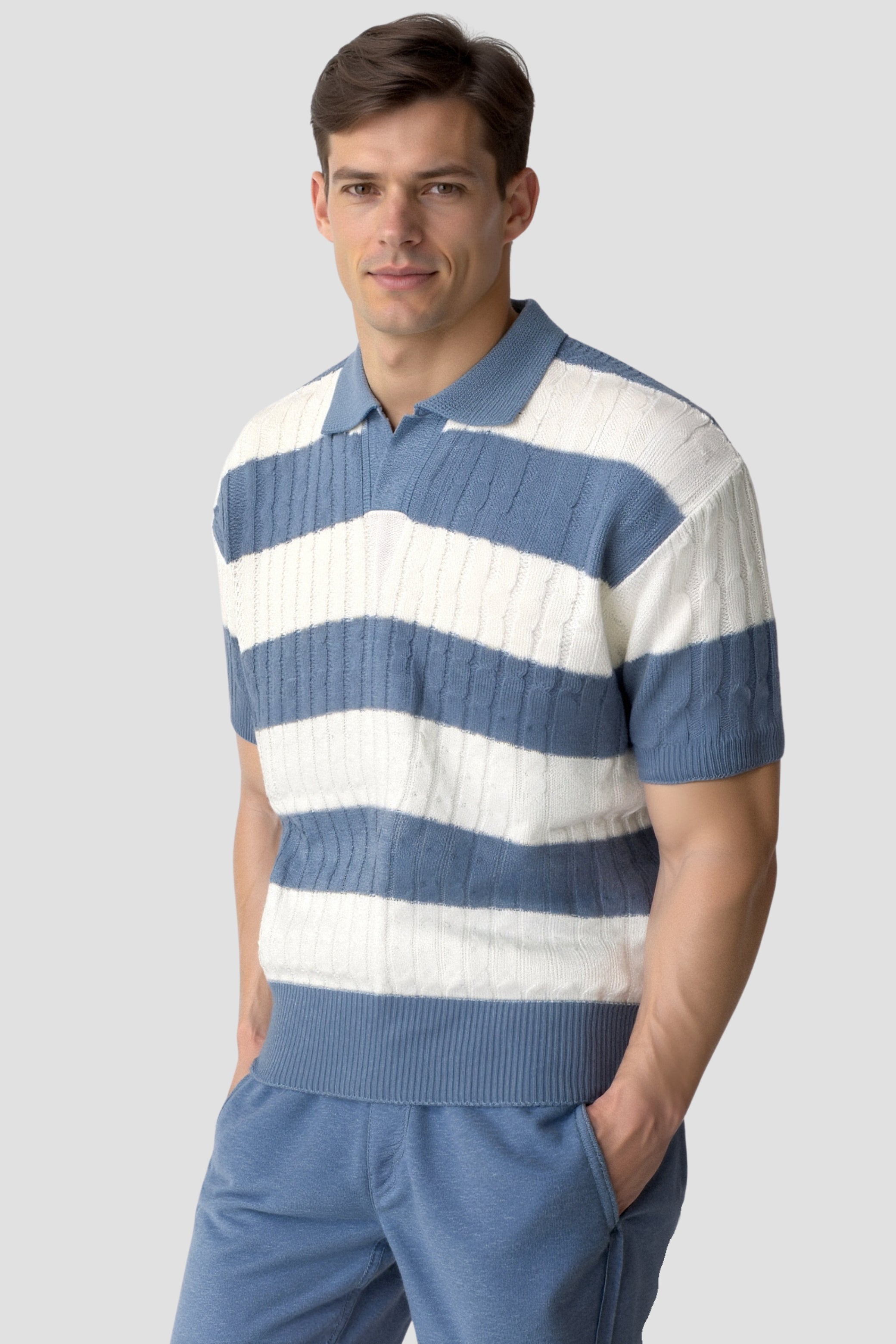 Klyne White Stripe Polo