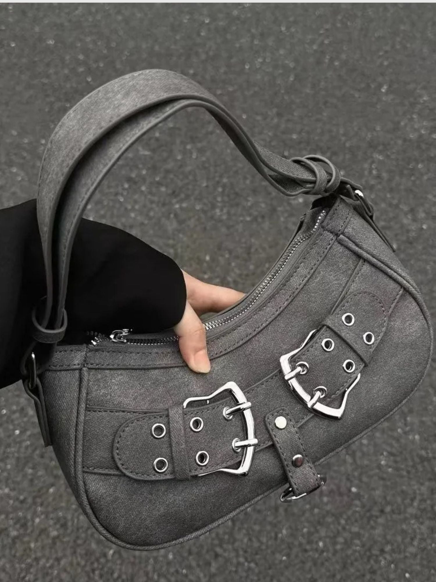 Women's Leather Buckle Shoulder Bag with Adjustable Strap | Felicity