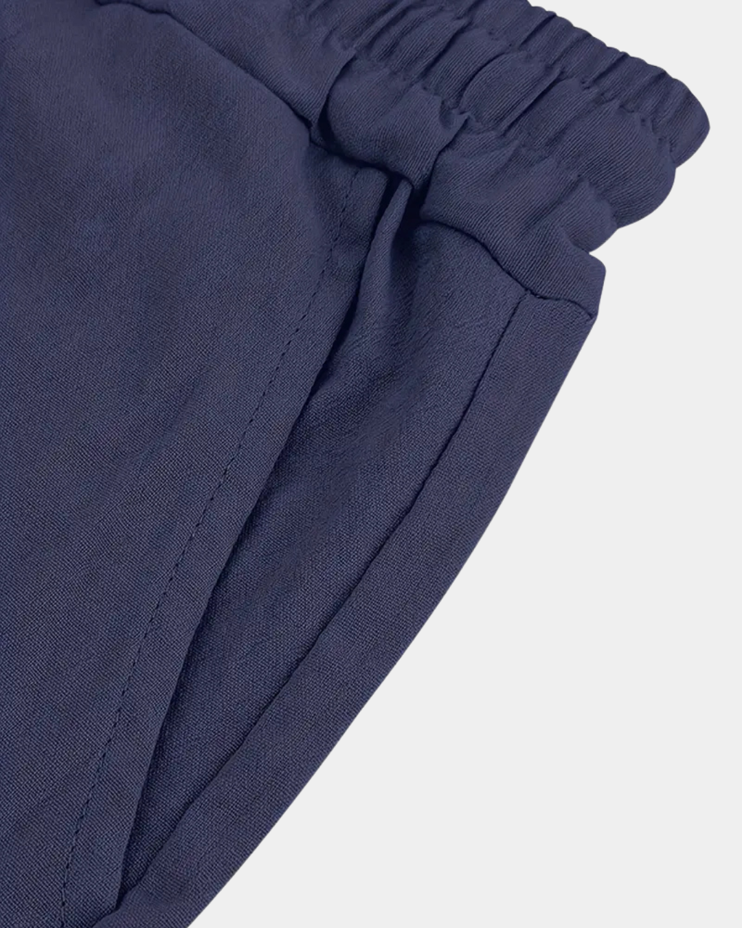 Old Money Natural Linen Drawstring Shorts - Navy