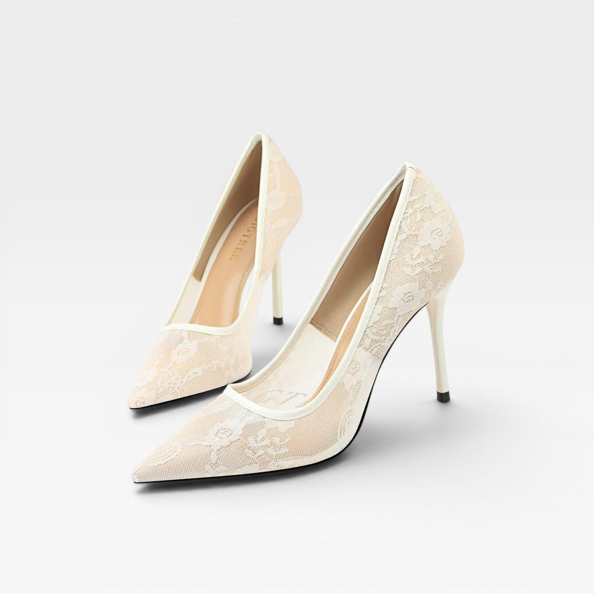 Women's Floral Lace Mesh Stiletto Pumps – Pointed Toe Party Heels | Elstow
