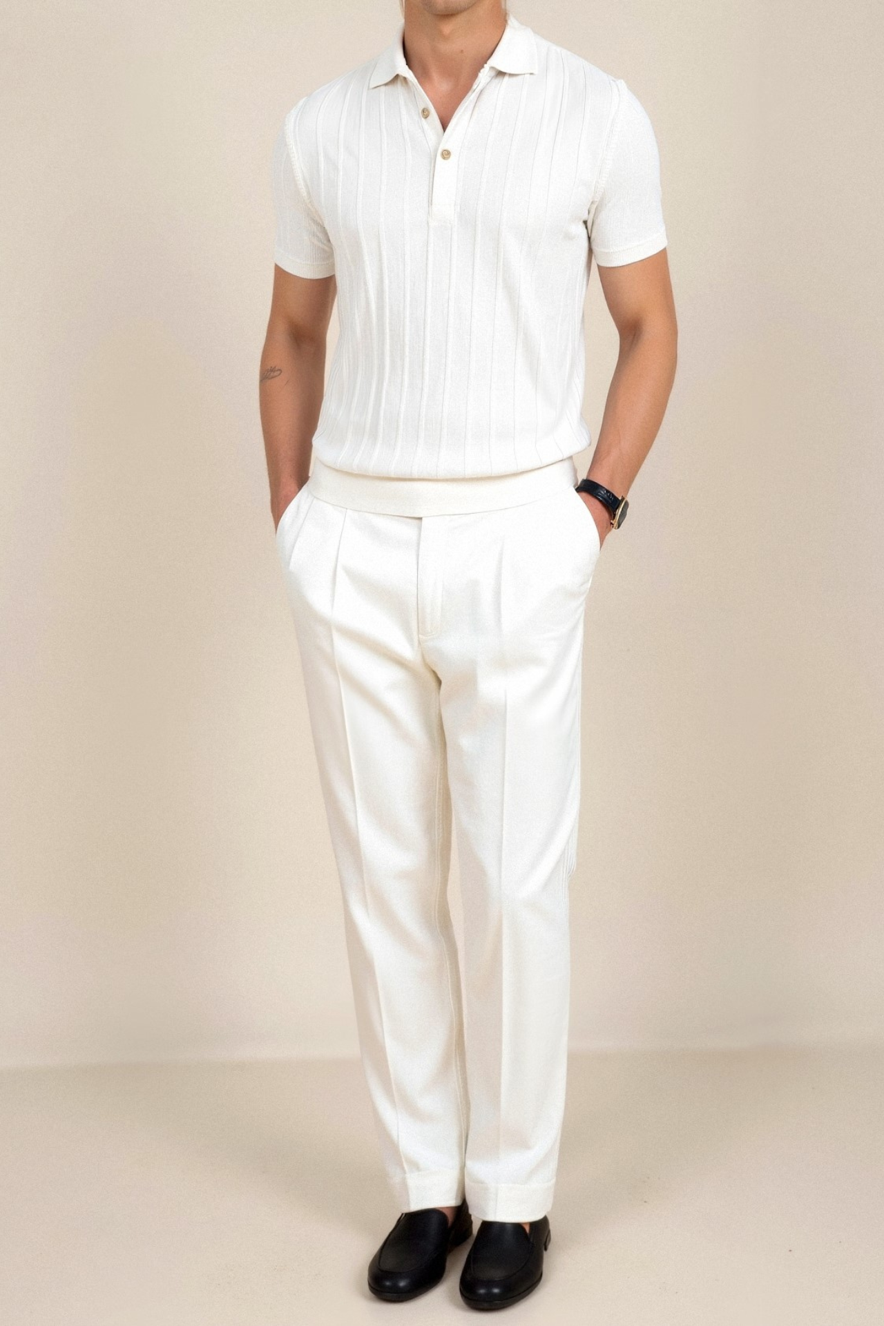 Klyne Vertical Striped Button Up Polo