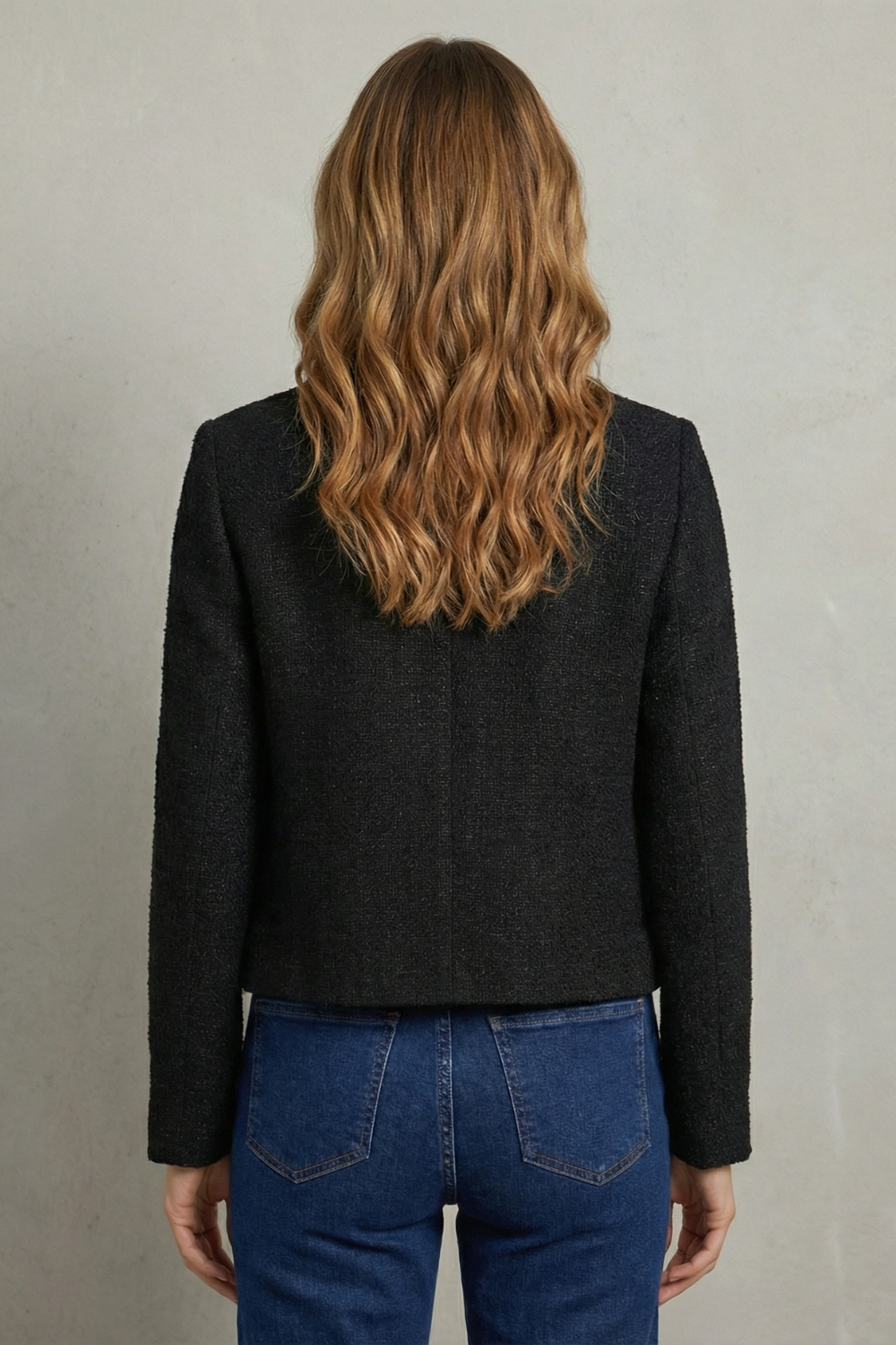 Women's Cropped Blazer with Round Neck - Vespriane