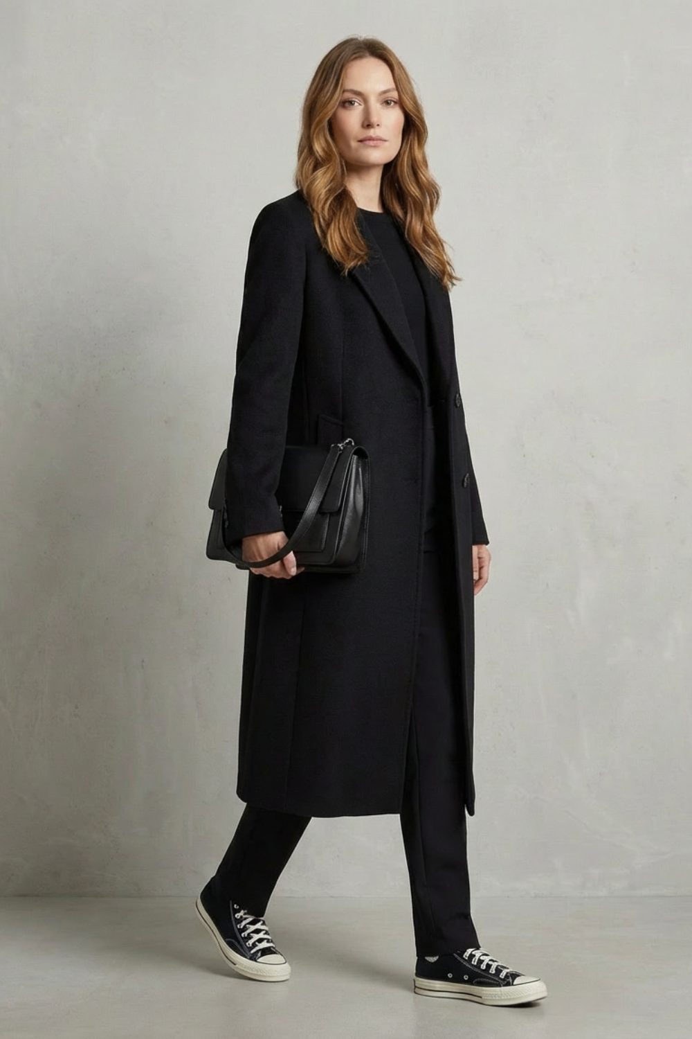 Women's Hepburn Wool Overcoat in Herringbone Weave - Avenza