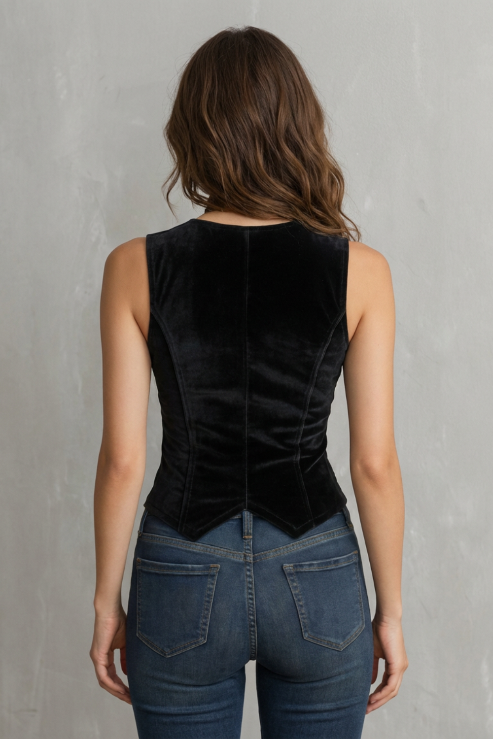 Women's Velvet Vest with Deep V-Neck - Ulyanne