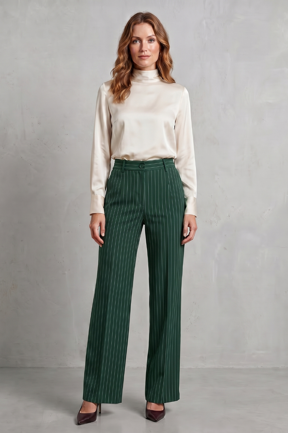 Women's High Rise Pinstripe Wide Leg Pants - Néviane
