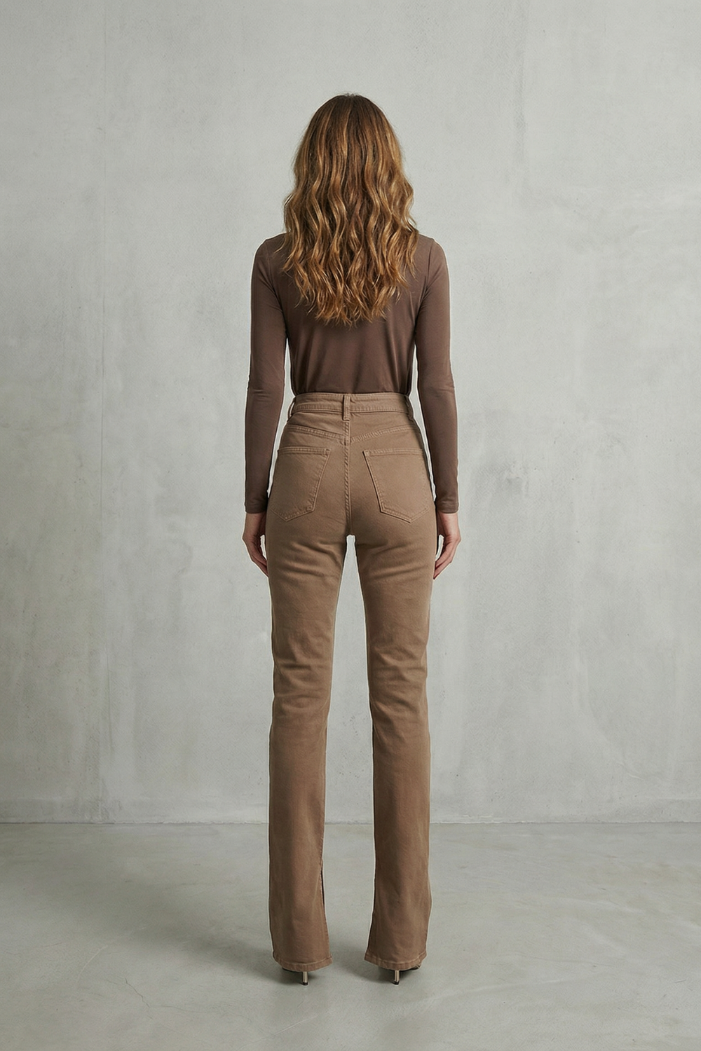 Women's High Rise Flare Jeans in Brown - Nolienne