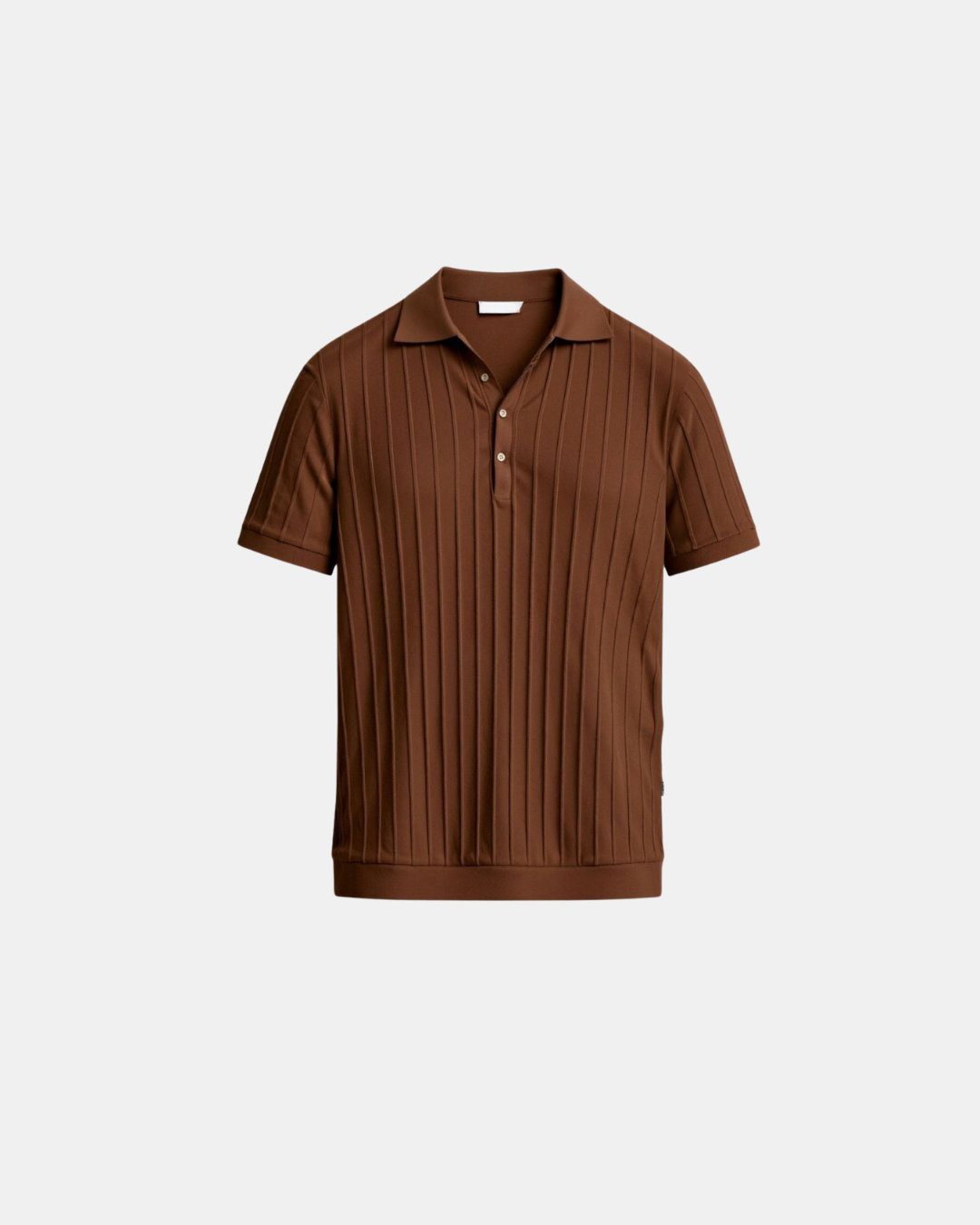 Vertical Striped Polo Shirt - Brown