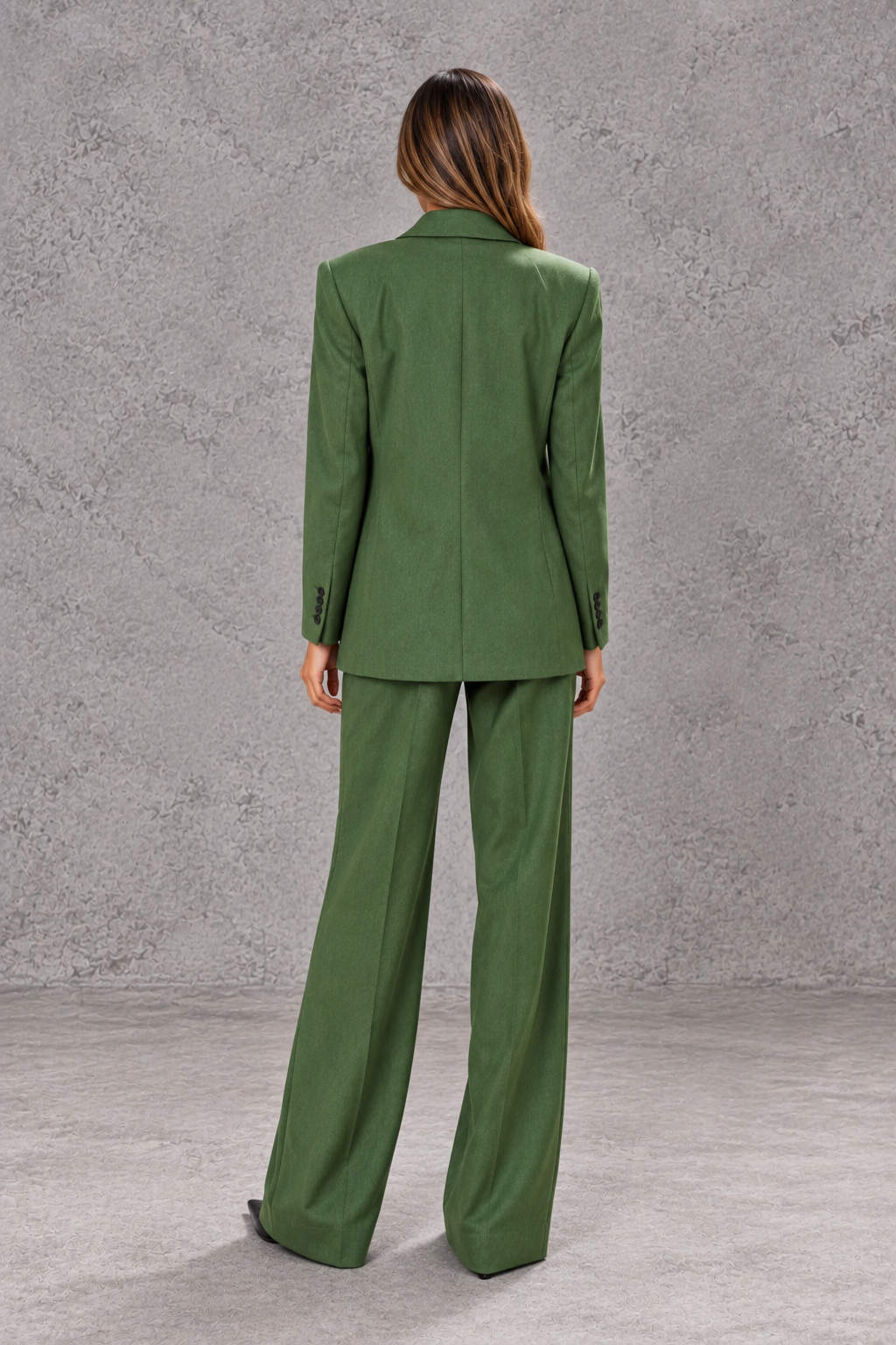 Women's Tailored Blazer and Wide-Leg Pants Suit Set for Work - Brenda