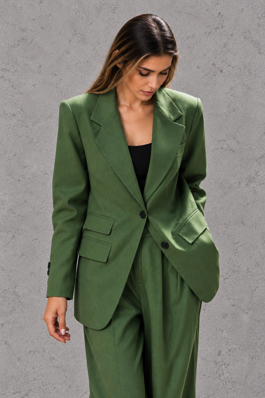 Women's Tailored Blazer and Wide-Leg Pants Suit Set for Work - Brenda