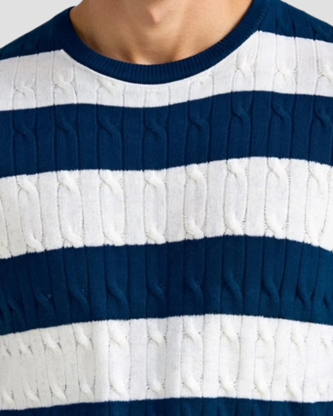 Cable Knit Crewneck T-Shirt