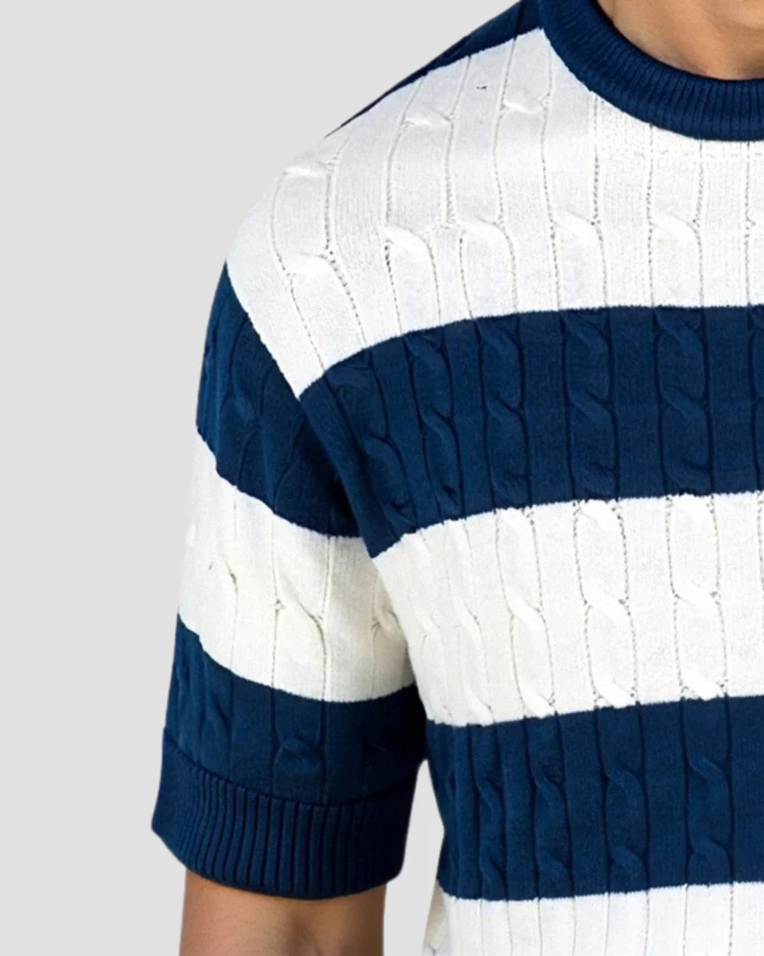 Cable Knit Crewneck T-Shirt