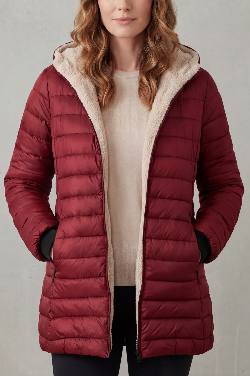 Women's Sherpa-Lined Hooded Puffer Jacket for Ultimate Comfort - Ellavue