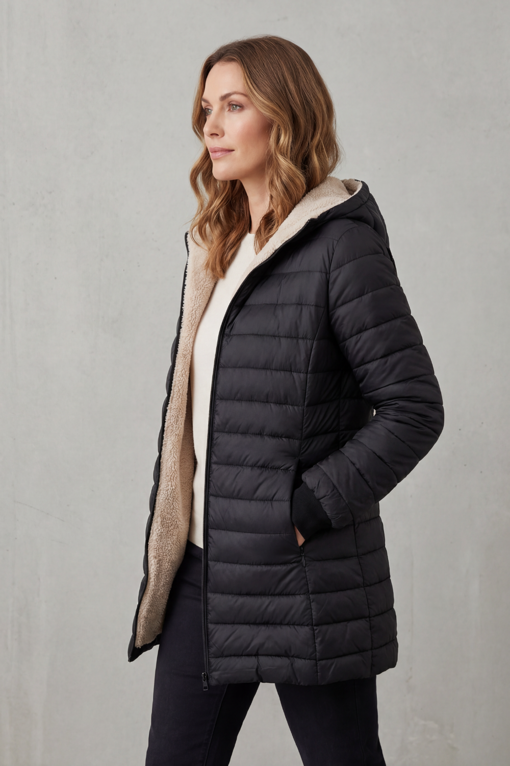 Women's Sherpa-Lined Hooded Puffer Jacket for Ultimate Comfort - Ellavue