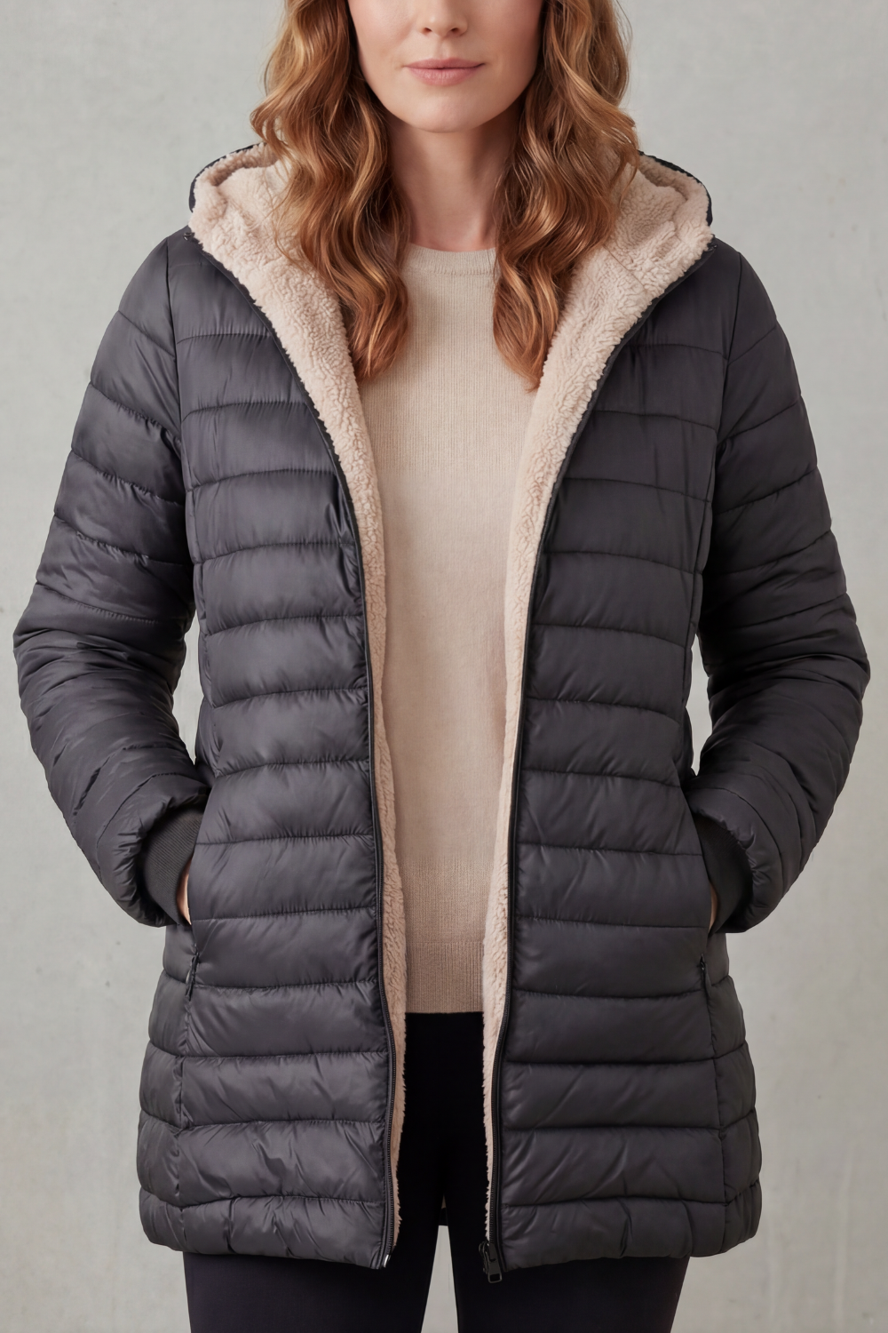 Women's Sherpa-Lined Hooded Puffer Jacket for Ultimate Comfort - Ellavue