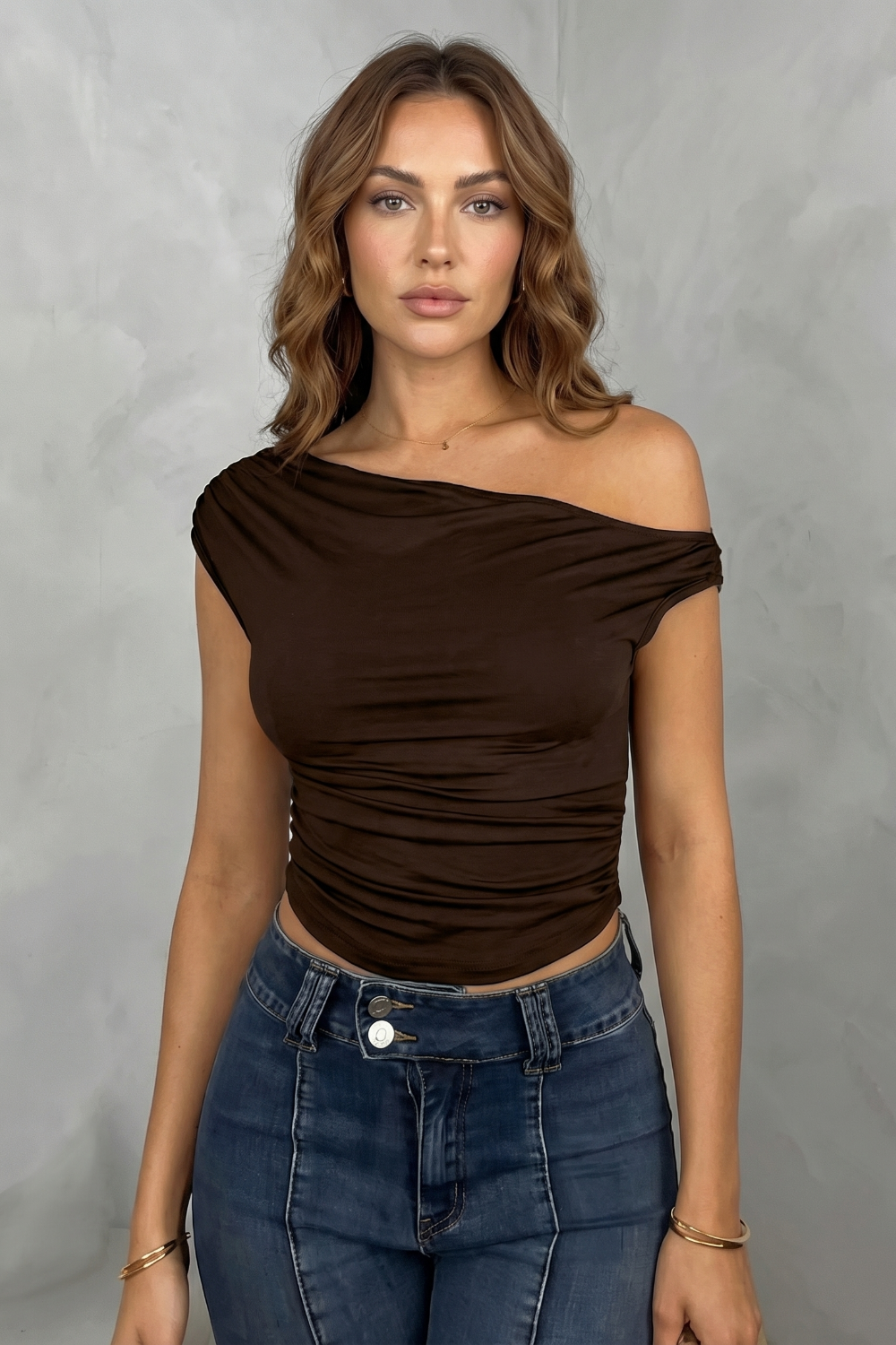 Women's Ruched One-Shoulder Top - Sanvienne