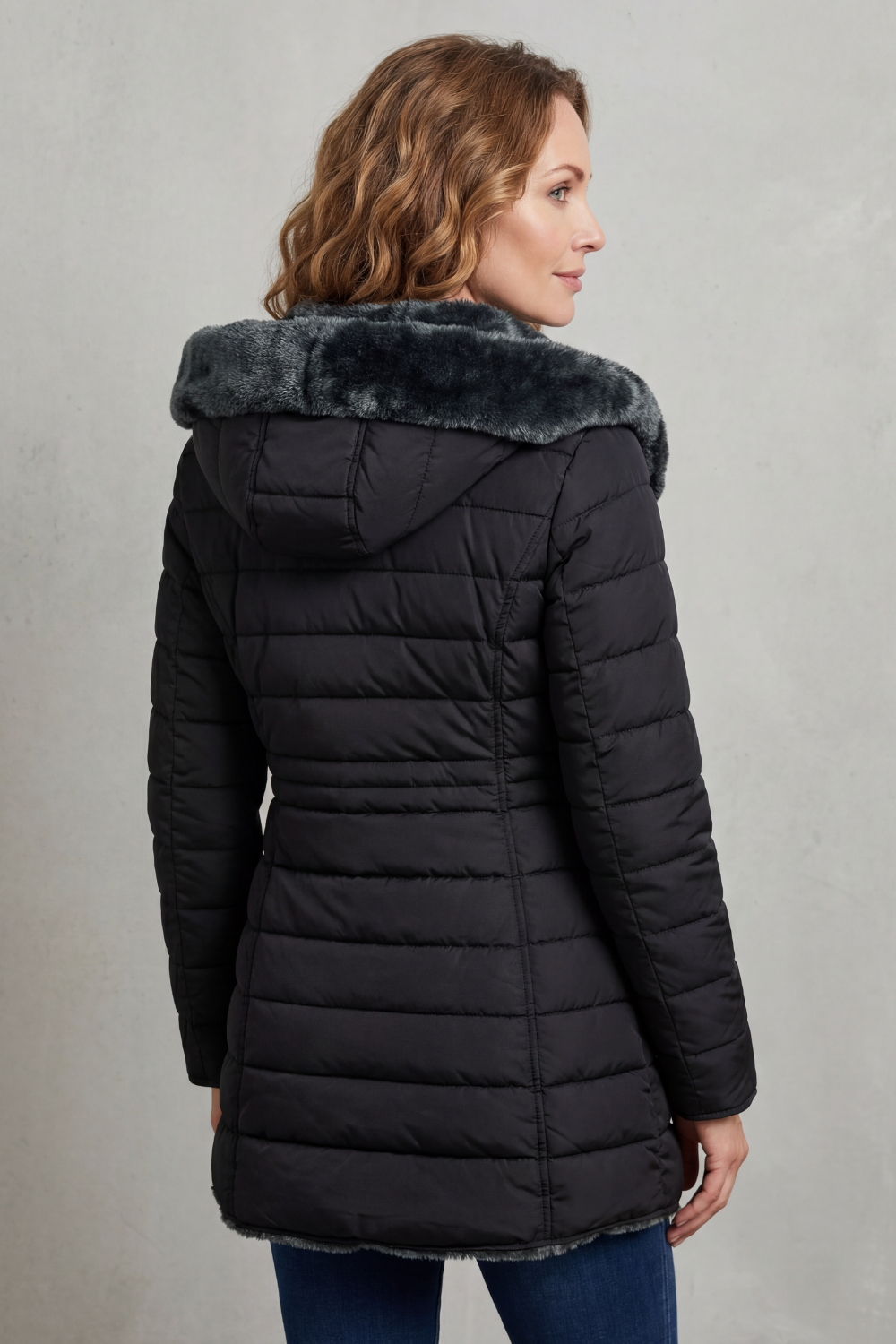 Women's Winter Parka Coat with Faux Fur Lining - Elowen