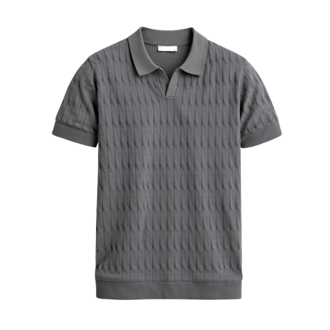 Klyne Premium V-Neck Cable Knit Polo