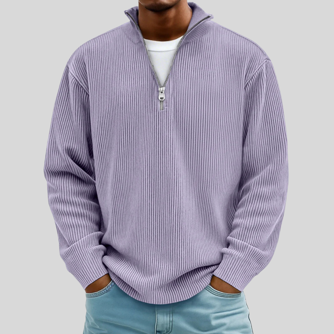 Men’s Ribbed Half Zip Sweater - Klyne Studios