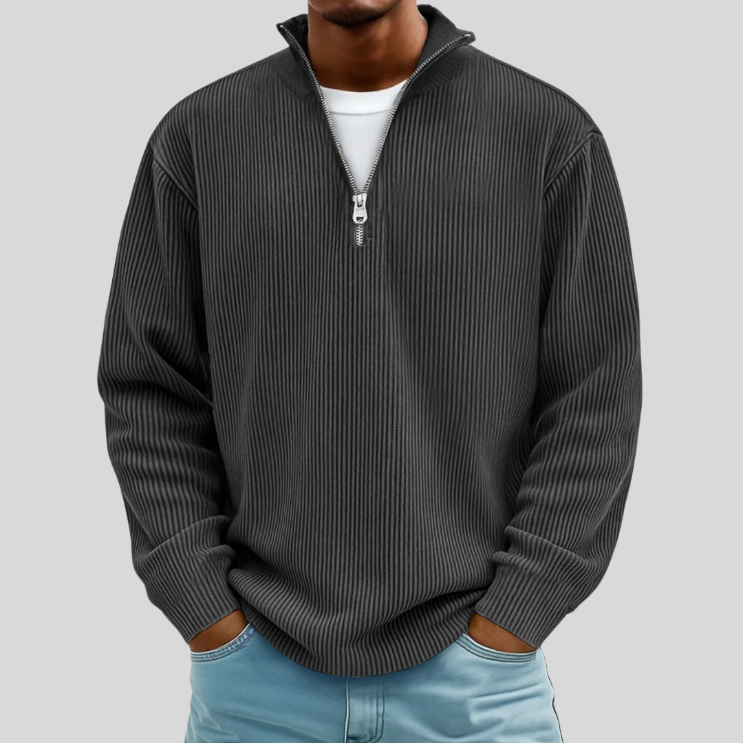 Men’s Ribbed Half Zip Sweater - Klyne Studios