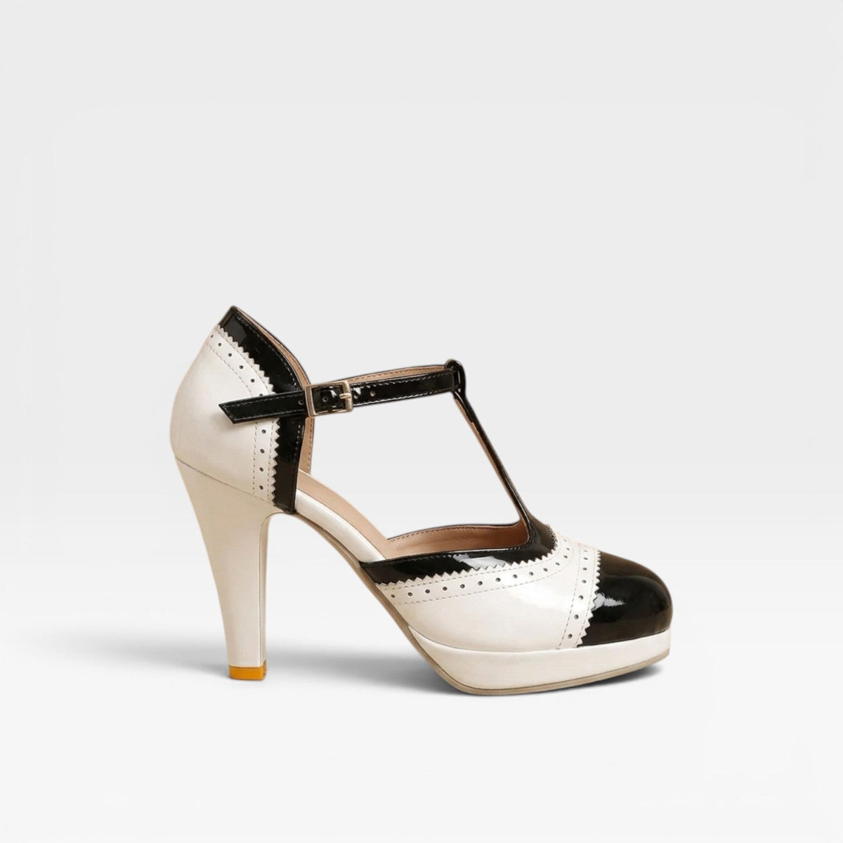 Women's Two-Tone T-Bar Mary Jane Heels – Vintage Brogue Pumps | Frinton